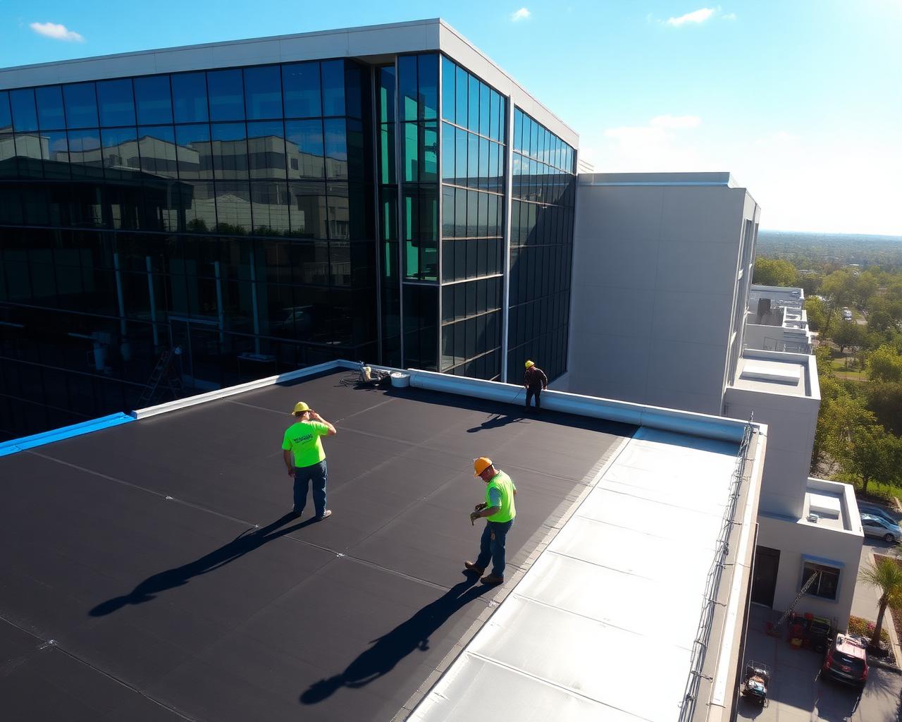 Commercial flat roof system installed in Farmers Branch, TX
