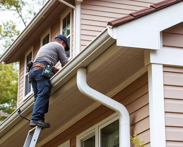Seamless gutter installation on a home in Plano, TX