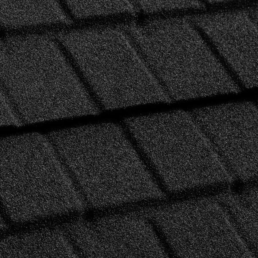 Stormetal Shingle in Silver & Black — Tefute USA asphalt shingle color swatch